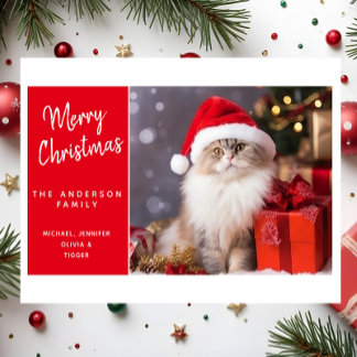 Feliz Navidad del Gato con Sombrero de Santa