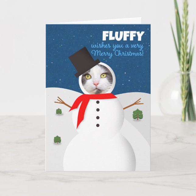 Feliz Navidad Del Mascota Snowman Con Nombre Perso (Anverso)