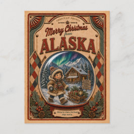 Feliz Navidad desde Alaska Globo de Nieve Antiguo