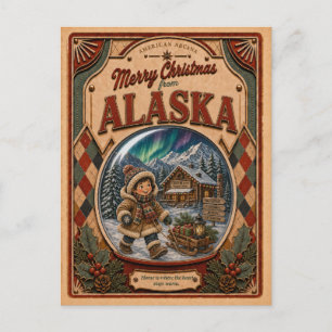 Feliz Navidad desde Alaska Globo de Nieve Antiguo