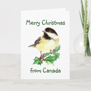 Feliz Navidad desde Canadá, pájaro de pollo
