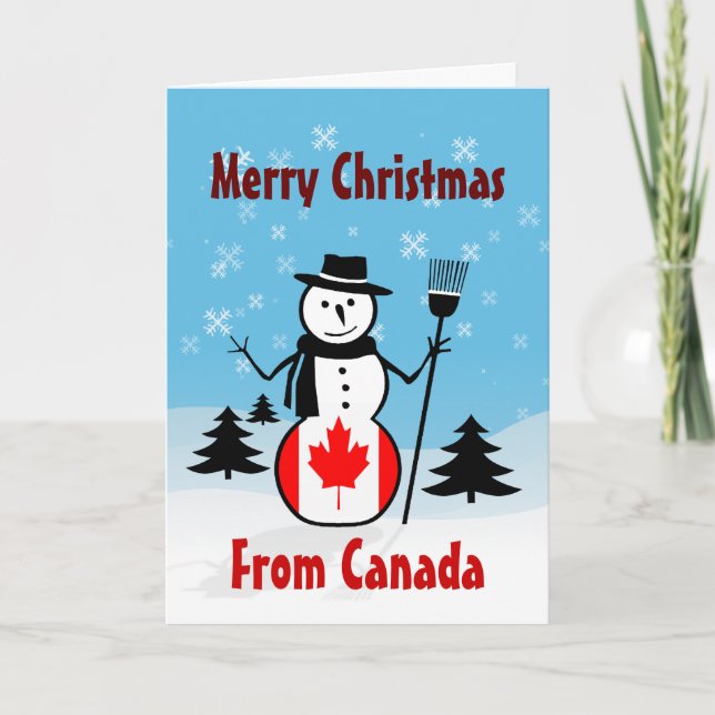 Feliz Navidad desde Canadá Snowman Bandera Canadie (Anverso)
