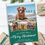 Feliz Navidad desde el Collage de fotos Mascota Pe<br><div class="desc">¡Te Alegramos Una Feliz Navidad! Envíe saludos lindos y divertidos de vacaciones con esta tarjeta de festividad personalizado mascota súper adorable y personalizada. Feliz Navidad deseos del perro con hermosas huellas de pata en un divertido diseño moderno de collage de fotos. Añade las fotos de tu perro o de tu...</div>