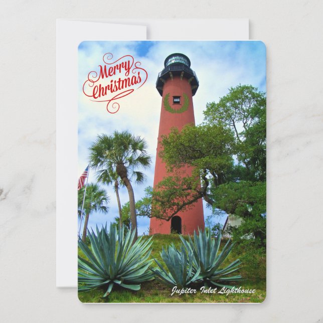 Feliz Navidad desde el faro de Florida Jupiter (Anverso)