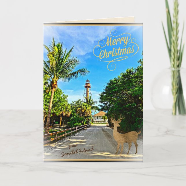 Feliz Navidad desde el faro FL de la isla Sanibel (Anverso)