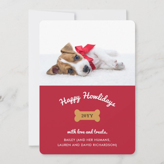 Feliz Navidad desde el perro | Rojo con foto (Anverso)