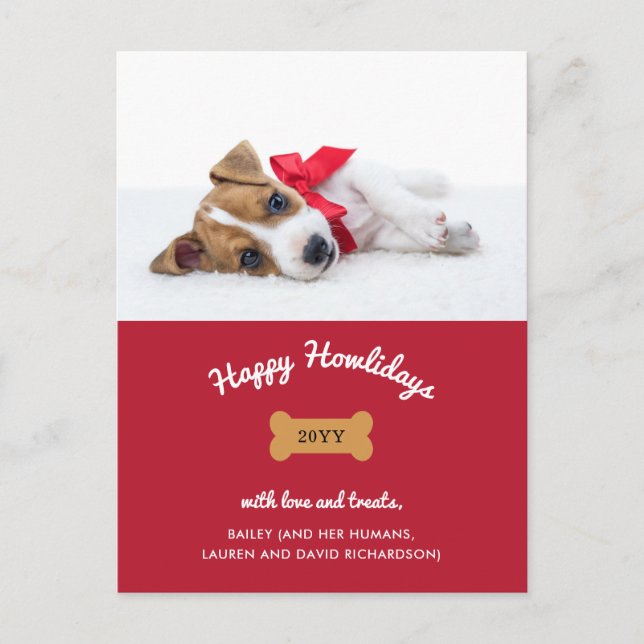 Feliz Navidad desde el perro | Rojo con foto (Anverso)