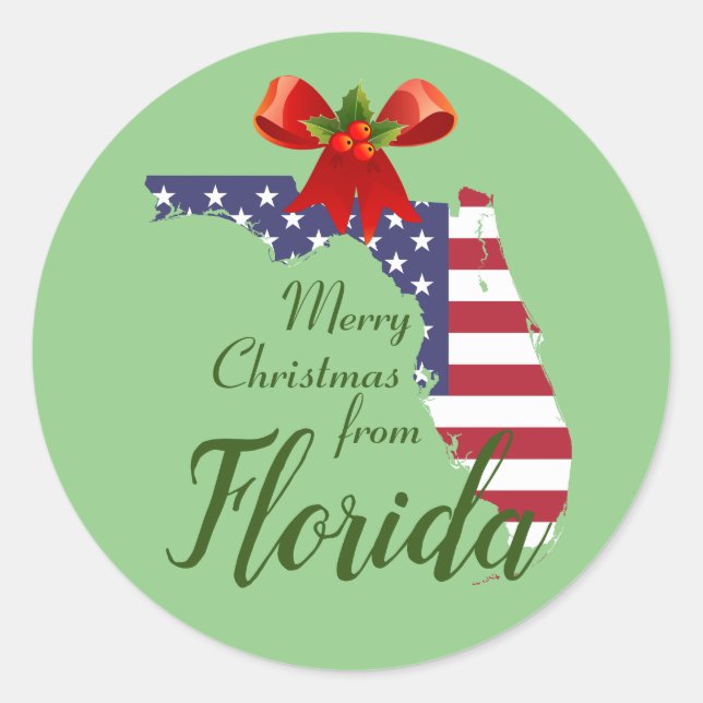 Feliz Navidad desde Florida Sobres Sellos Pegatina (Anverso)