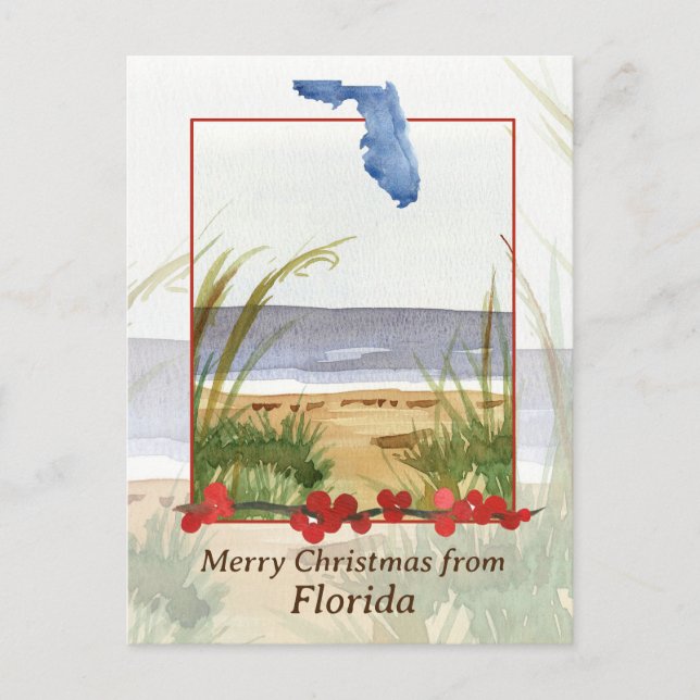 Feliz Navidad desde Florida Winter Beach Seascape (Anverso)