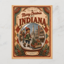 Feliz Navidad desde Indiana Vintage Globo de Nieve