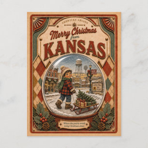 Feliz Navidad desde Kansas Esfera de Nieve Vintage