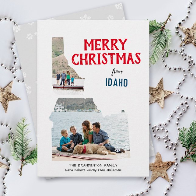Feliz Navidad desde la foto de Idaho Two (From Idaho with love two photo Christmas holiday card and moving announcement )