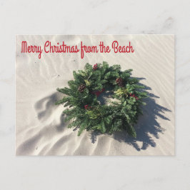 Feliz Navidad desde la playa corona en arena