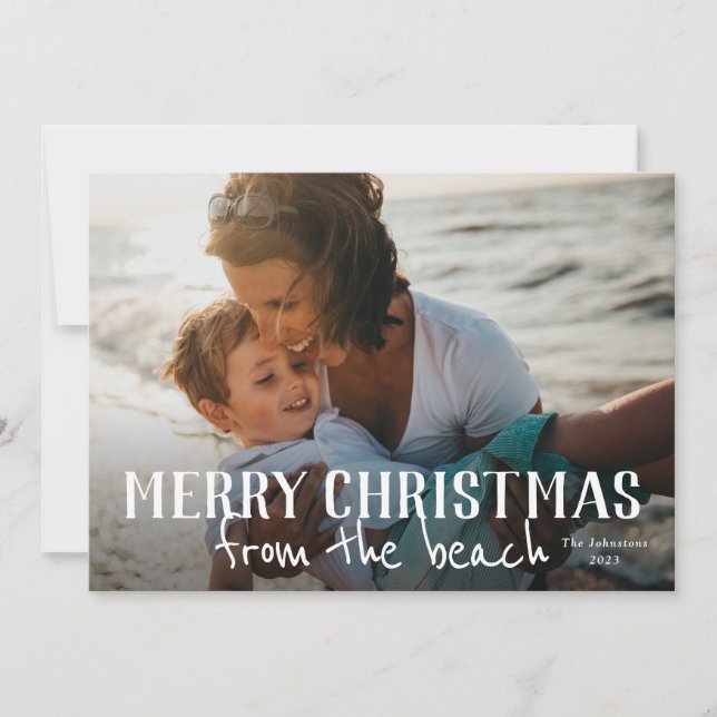 Feliz Navidad desde la tarjeta de vacaciones fotog (Anverso)