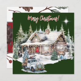 Feliz Navidad desde la tarjeta navideña de cabaña
