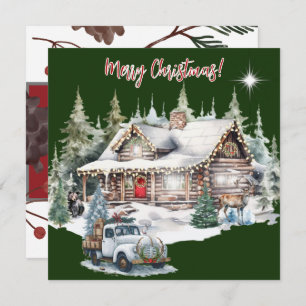 Feliz Navidad desde la tarjeta navideña de cabaña