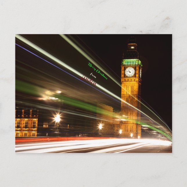 Feliz Navidad desde la tarjeta postal de London Bi (Anverso)