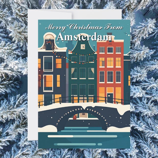 Feliz Navidad desde las casas del canal de Amsterd (Merry Christmas from Amsterdam Canal Houses Holiday Card
)