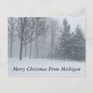 Feliz Navidad desde Michigan en la postca de la ni