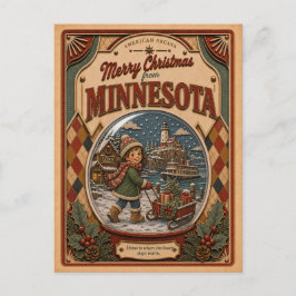 Feliz Navidad desde Minnesota Globo de Nieve Antig