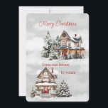 Feliz Navidad desde nuestra casa a la de su victor<br><div class="desc">Feliz Navidad de nuestra casa a la tuya de dos hermosas casas de estilo victoriano ambientadas en escenas de invierno rodeadas de árboles de Navidad</div>