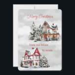 Feliz Navidad desde nuestra casa a la de su victor<br><div class="desc">Feliz Navidad de nuestra casa a la tuya de dos hermosas casas de estilo victoriano ambientadas en escenas de invierno rodeadas de árboles de Navidad</div>