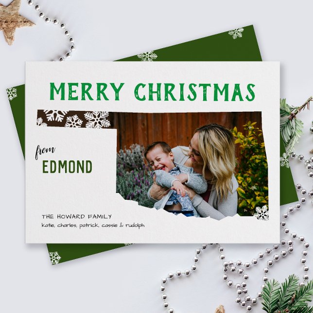 Feliz Navidad desde Oklahoma Photo Holiday Card (From the state of Oklahoma with love one photo Christmas holiday card and moving announcement)