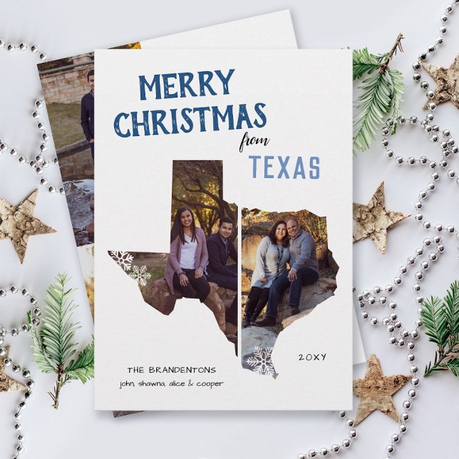 Feliz Navidad desde Texas nos hemos mudado (From Texas with love four photo Christmas holiday card and moving announcement )