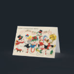 Feliz Navidad desde todos nosotros<br><div class="desc">Completamente retro y adorable arte con una familia de hombres de nieve tocando instrumentos y cantando "Una Feliz Navidad de todos nosotros"</div>