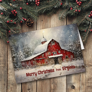 Feliz Navidad desde Virginia Winter Barn Card