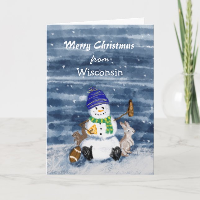 Feliz Navidad Divertida Acuarela Wisconsin   (Anverso)