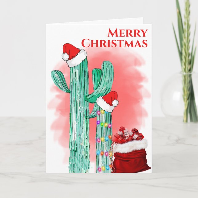 Feliz Navidad Divertida Cactus Saguaro del Suroest (Anverso)