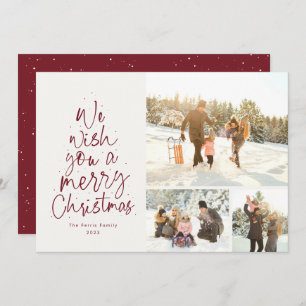 Feliz Navidad divertido familia de tres fotos