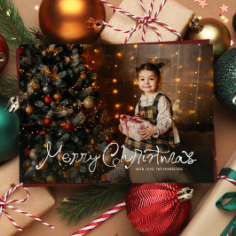 Feliz Navidad divertido guión tres foto rojo