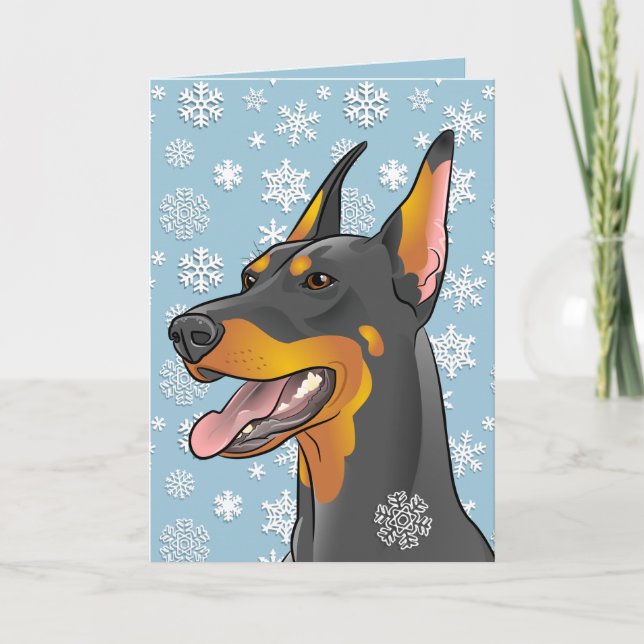 Feliz Navidad Doberman Dog Tarjeta de Personalizab (Anverso)