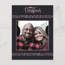 Feliz Navidad dorado rosado de copos de nieve gris