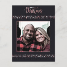 Feliz Navidad dorado rosado de copos de nieve gris