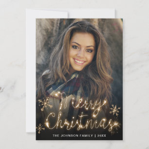 Feliz Navidad Dorado Sparkle Script Fofo Saludo