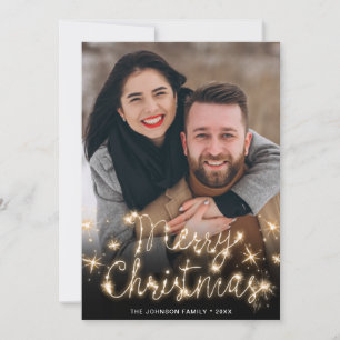 Feliz Navidad Dorado Sparkle Script Fofo Saludo