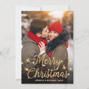 Feliz Navidad Dorado Sparkle Script Fofo Saludo