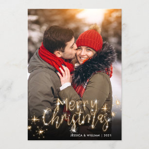 Feliz Navidad Dorado Sparkle Script Fofo Saludo