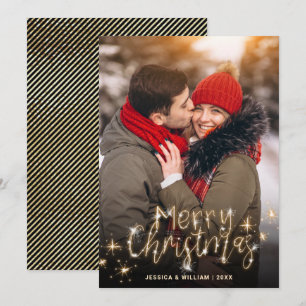 Feliz Navidad Dorado Sparkle Script Fofo Saludo