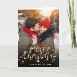 Feliz Navidad Dorado Sparkle Script Fofo Saludo
