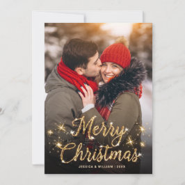 Feliz Navidad Dorado Sparkle Script Fofo Saludo