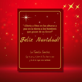 Feliz Navidad Dorado y Rojo Lucas 2:14 Verso