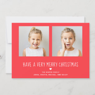 Feliz Navidad Dos fotos en blanco y rojo