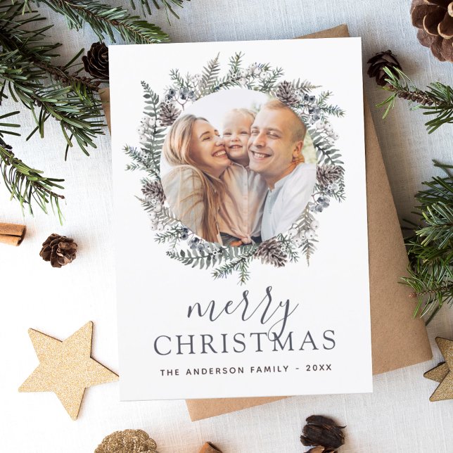 Feliz Navidad Dusty Blue Photo Holiday (Subido por el creador)