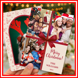 Feliz Navidad Elegante Bow Presente Collage de fot