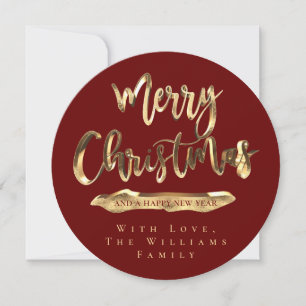 Feliz Navidad Elegante Burgundy Rojo y Dorado Chic
