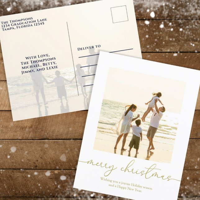 Feliz Navidad Elegante Caligrafía Gold Dos Foto (Subido por el creador)